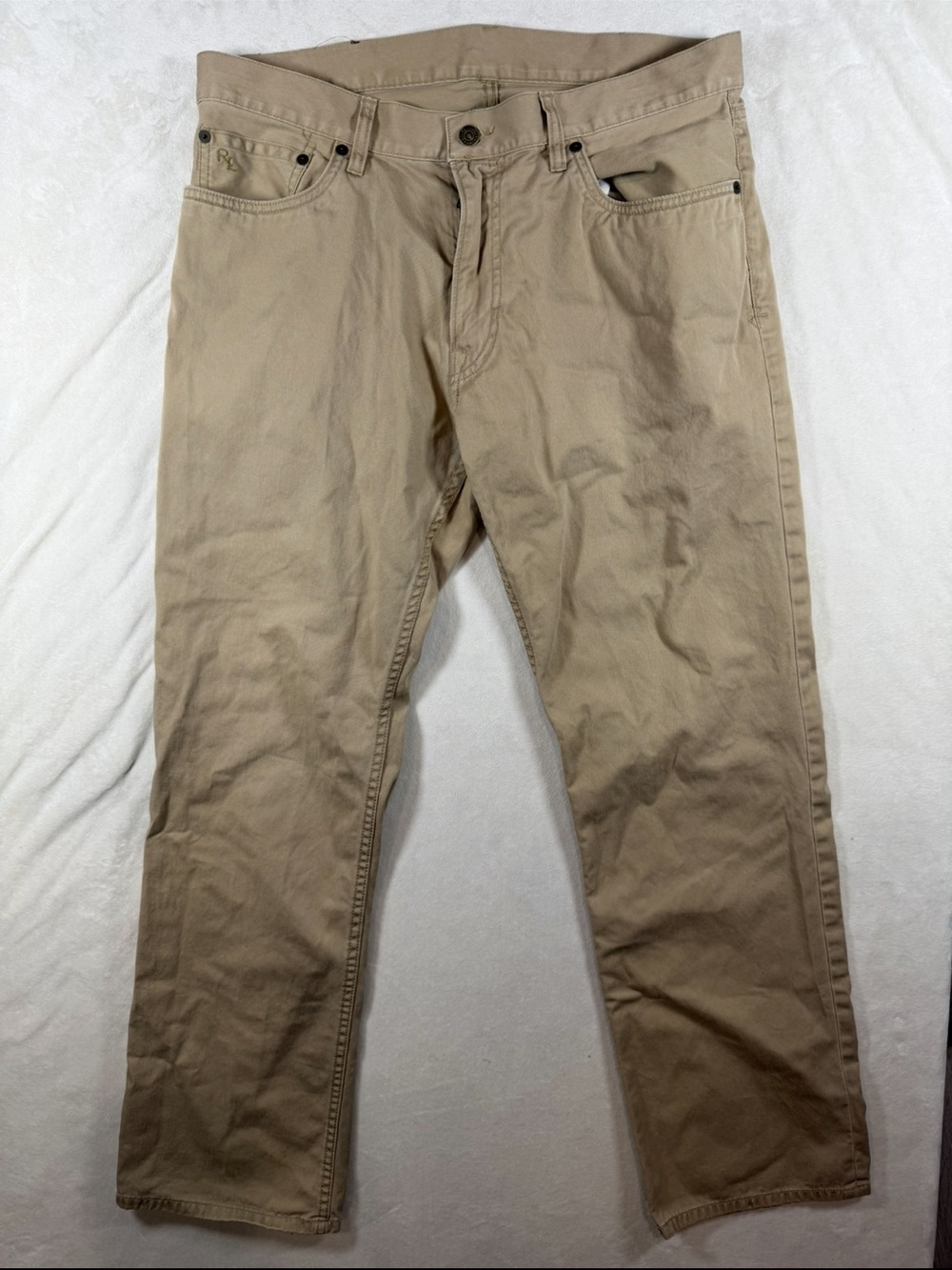 Polo Ralph Lauren 34W 30L Classic Cotton Men's Tan Chino Pants Structured Pants